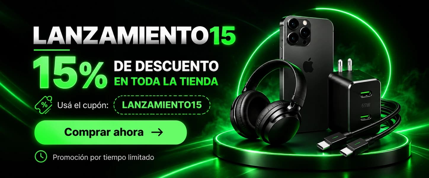 Promoción lanzamiento 15 por ciento de descuento